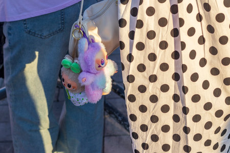 Popular key chain toy, attached to the purseの写真素材