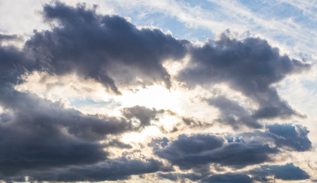 Shot of the sky with stormy cloudsの写真素材