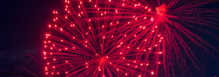 Shot of the fireworks in the night skyの写真素材