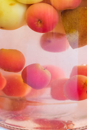 Compote in jars of various fruits and berries. Foodの写真素材