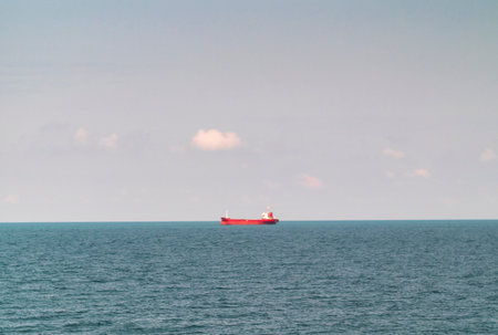 Large cargo ship, container carrier in the open sea