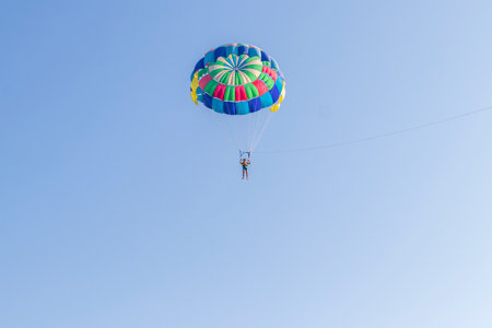 Shot of the person doing parasailing activityの写真素材
