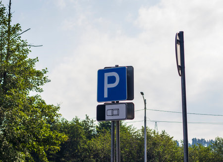 Close up shot of the parking signboardの写真素材