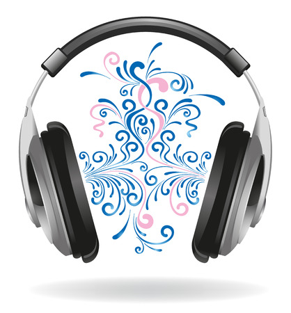 Headphones with a beautiful ornament, symbolizing musicのイラスト素材