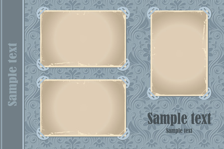 Page from a retro-styled photo album with blank photo frameのイラスト素材