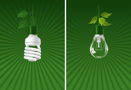 Ecological lightbulbs set. Concept illustration.のイラスト素材