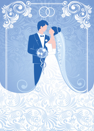 Bride and groom. Gentle wedding background. Vector.のイラスト素材