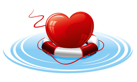 Heart in the lifebuoy. Concept image.のイラスト素材