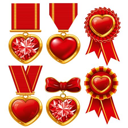 Collection of medals in the form of heartsのイラスト素材
