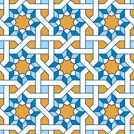 Arabic seamless pattern. Pattern fills with intertwining lines. Oriental, arabic style. Mosaic seamless patterns. Arabic ornaments. Vector illustration.のイラスト素材