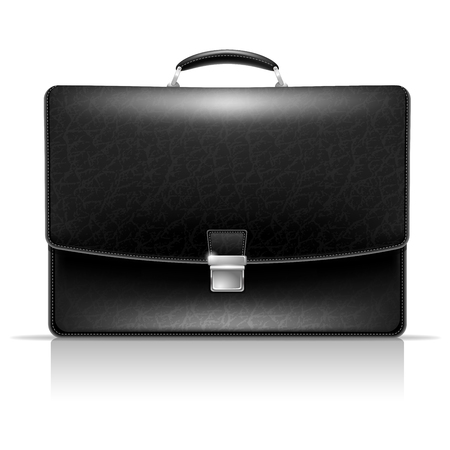 Realistic vector image of elegance leather black briefcaseのイラスト素材