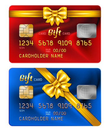 Vector illustration of detailed credit card with celebratory design, isolated on white backgroundのイラスト素材