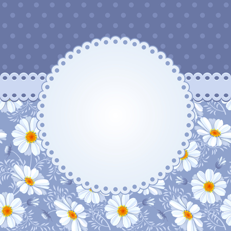 Romantic floral background with vintage flowers of daisiesのイラスト素材