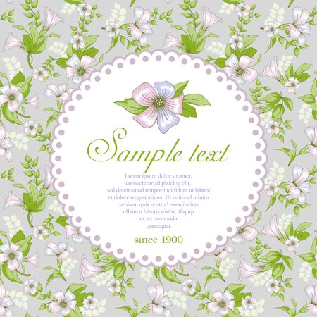 Vintage background with beautiful pattern of pink wildflowers.のイラスト素材