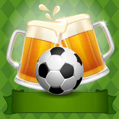Background with Beer and Soccer Ballのイラスト素材