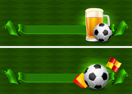 Background with Beer and Soccer Ballのイラスト素材