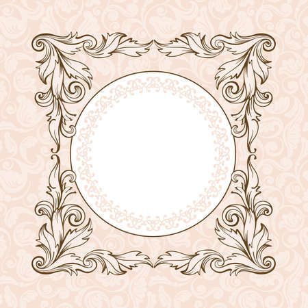 Vintage frame on ornate background. Vector, easy for edit.のイラスト素材