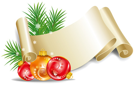 Old scroll for christmas invitation. Vector illustration.のイラスト素材