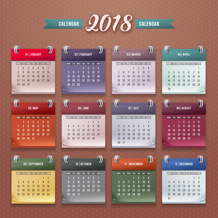 Design of wall monthly calendar for 2018 year.のイラスト素材