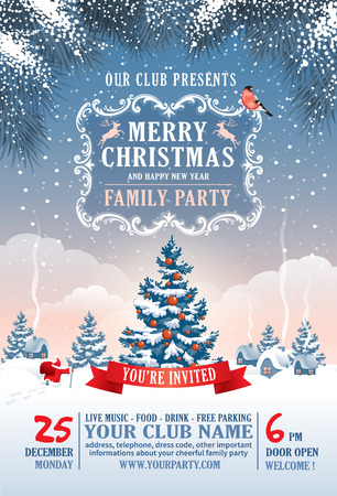 Elegant and cute template design for Christmas party. Vector illustration. Elements are layered separately in vector file.のイラスト素材