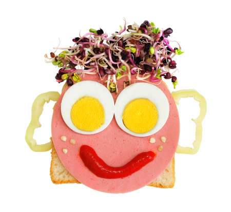 head made by foods for kids on white backgroundの写真素材