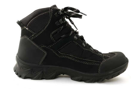 isolated black boot on white backgroundの写真素材