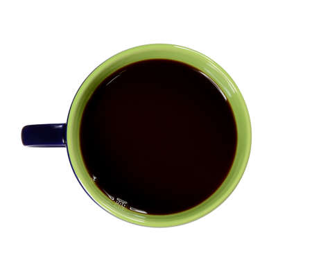 top view of coffee cup on white backgroundの写真素材