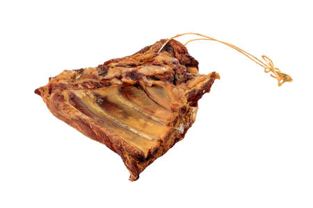isolated smoked pork rib on white backgroundの写真素材