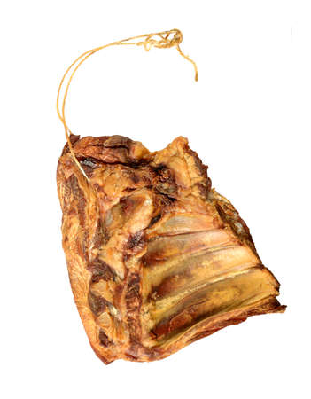 isolated smoked pork rib on white backgroundの写真素材