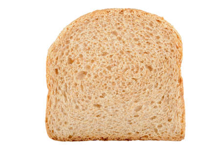 Close up of bread slice isolated on white background