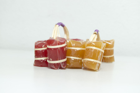 Thailand dessert called \\\"Kalamae\\\".Thai dessert made of coconut milk,coconut sugar and rice flourの写真素材