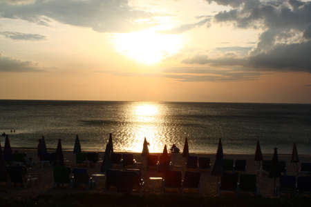 Sunset on the beach in the south of Thailandの写真素材