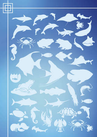 silhouette of fishのイラスト素材