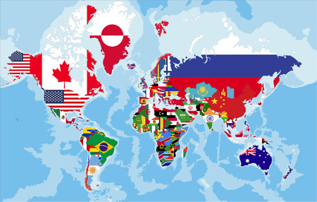 Political map of the world with country flags.のイラスト素材