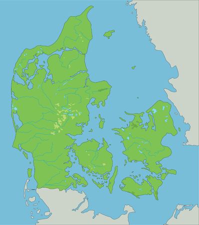 High detailed Denmark physical map.のイラスト素材