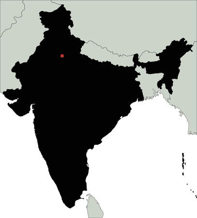 Highly Detailed India Silhouette map.のイラスト素材
