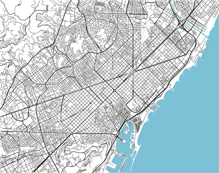 Black and white vector city map of Barcelona with well organized separated layers.のイラスト素材