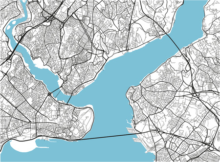 Black and white vector city map of Istanbul with well organized separated layers.のイラスト素材
