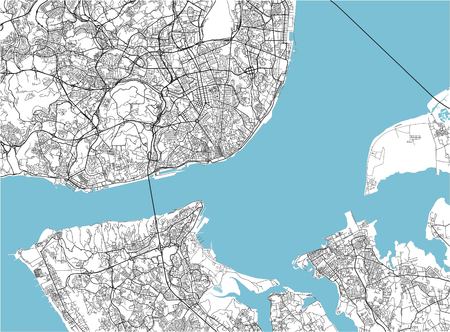 Black and white vector city map of Lisbon with well organized separated layers.のイラスト素材