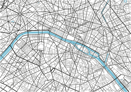 Black and white vector city map of Paris with well organized separated layers.のイラスト素材