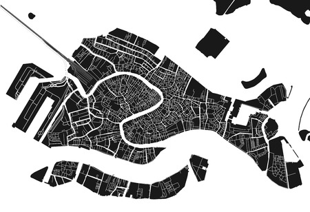 Black and white vector city map of Venice with well organized separated layers.のイラスト素材