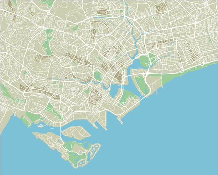 Vector city map of Singapore with well organized separated layers.のイラスト素材