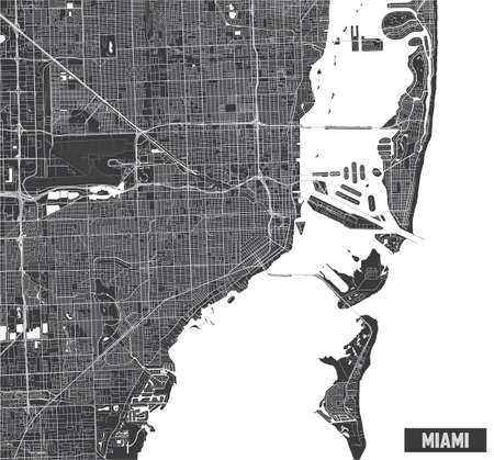 Minimalistic Miami city map poster design.のイラスト素材