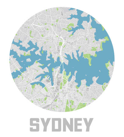Minimalistic Sydney city map icon.のイラスト素材