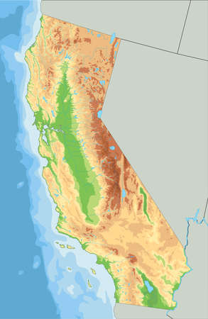 High detailed California physical map.のイラスト素材