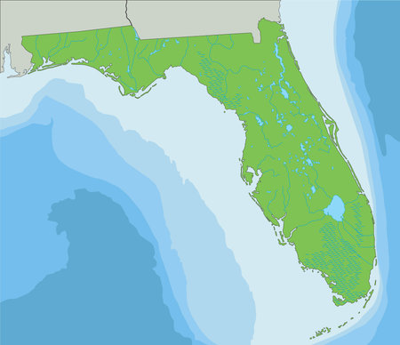 High detailed Florida physical map.のイラスト素材
