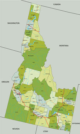 Highly detailed editable political map with separated layers. Idaho.のイラスト素材