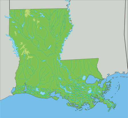 High detailed Louisiana physical map.のイラスト素材
