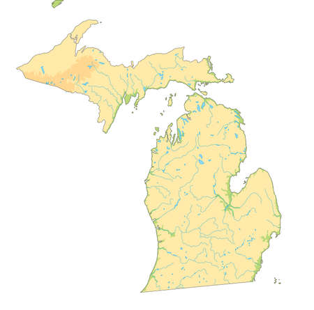 High detailed Michigan physical map.のイラスト素材