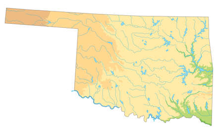 High detailed Oklahoma physical map.のイラスト素材